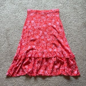 Talbots viscose pink and red skirt size Medium